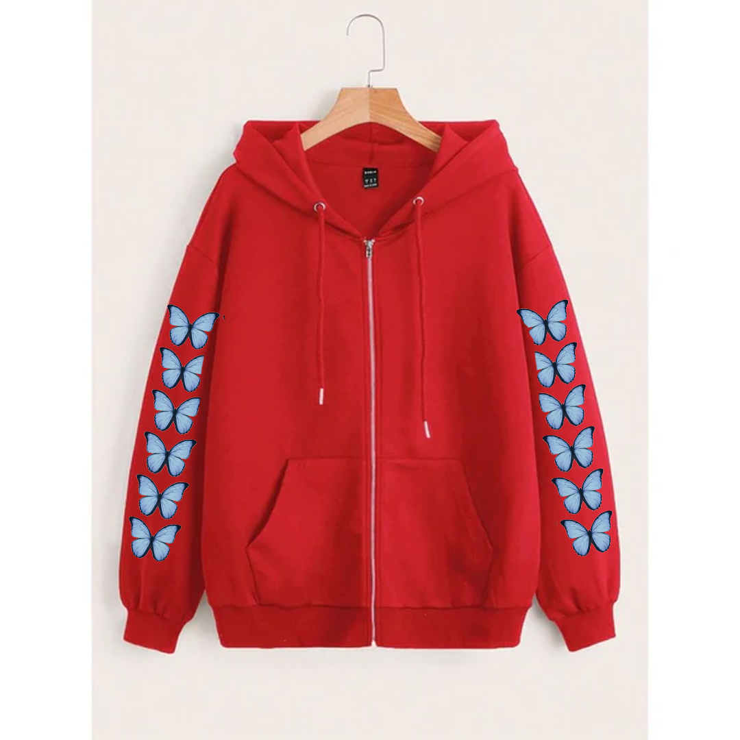 Butterfly sleeves zipper hoodie