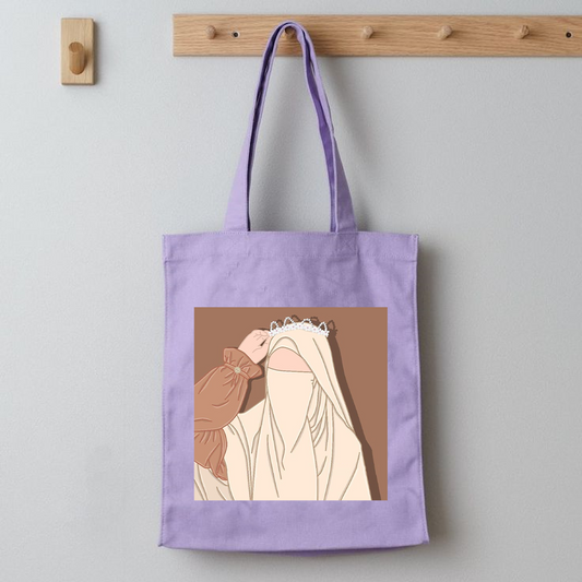 Crown hijab girl tote bag