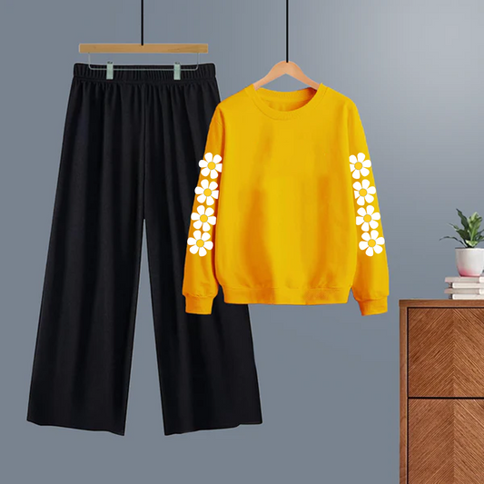 Winter tracksuit daisy sleeves sweatshirt with free size flapper