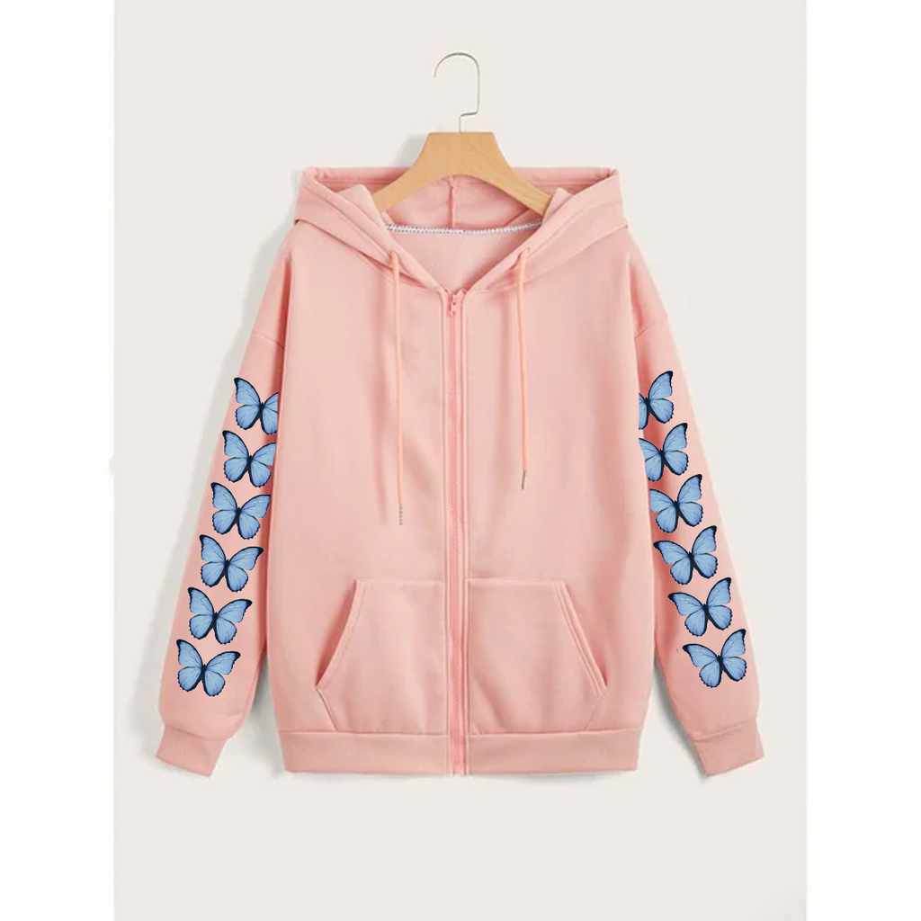 Butterfly sleeves zipper hoodie