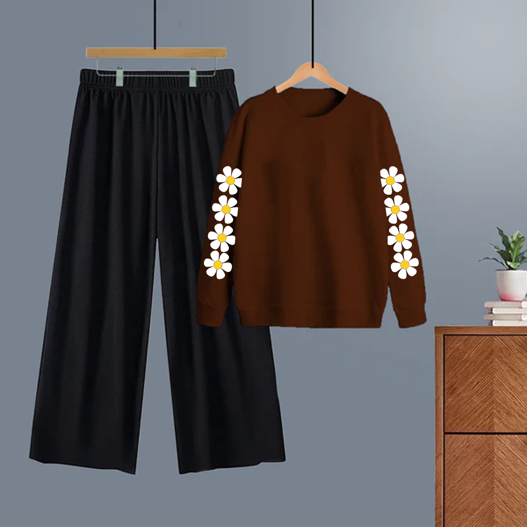 Winter tracksuit daisy sleeves sweatshirt with free size flapper