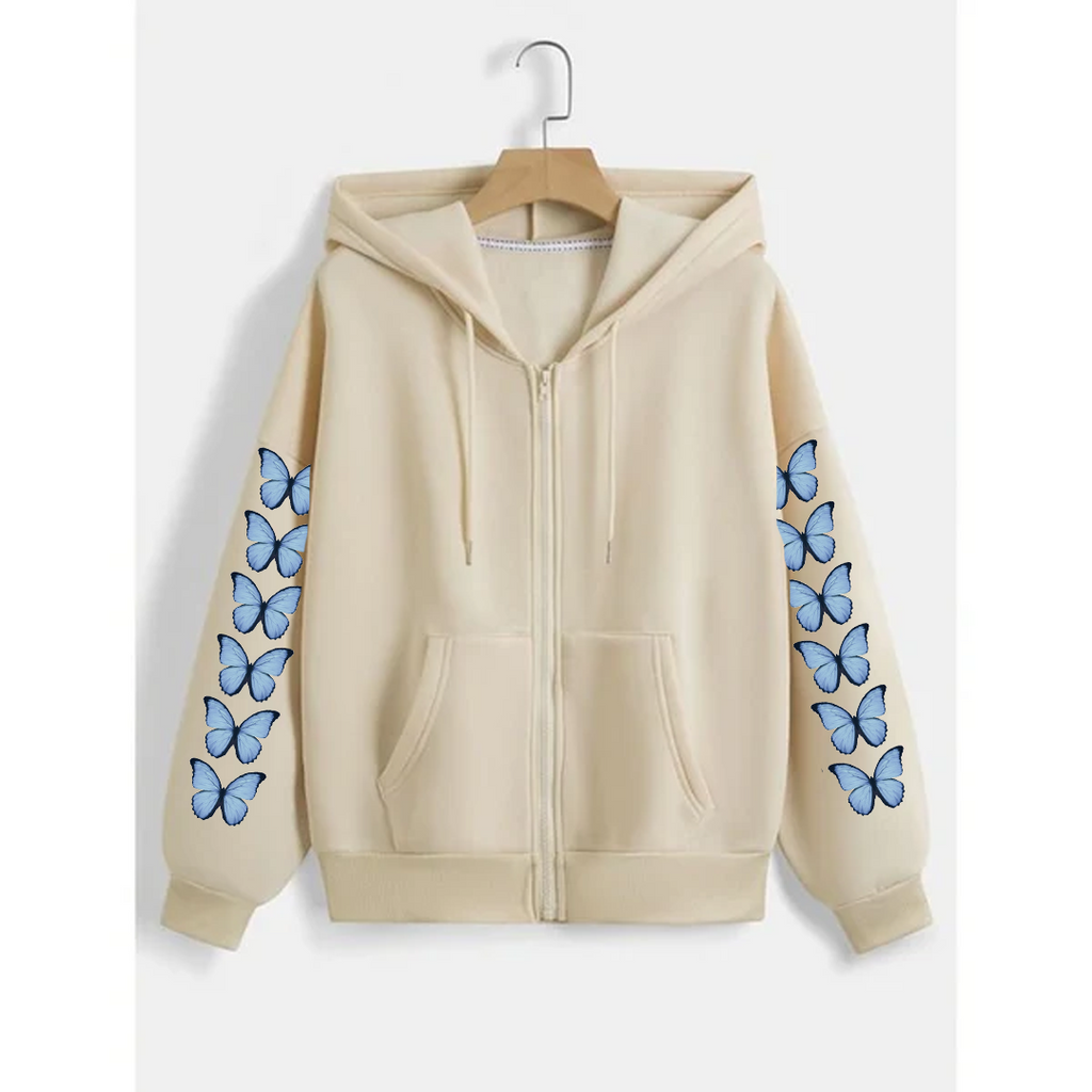 Butterfly sleeves zipper hoodie