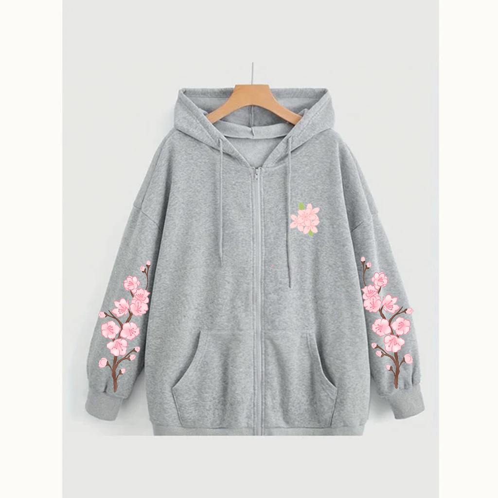 Blossom sleeves zipper hoodie