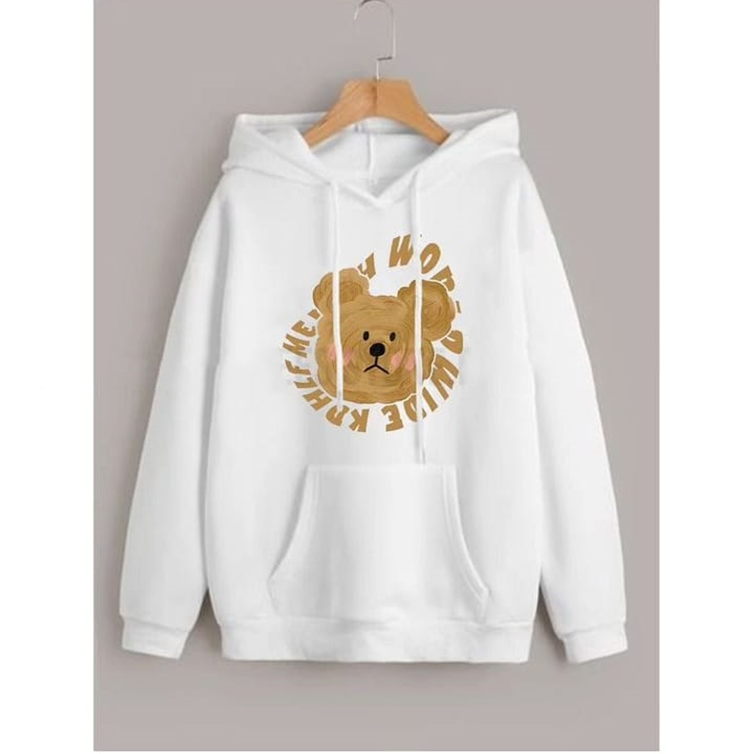 Brown teddy face Fleece hoodie