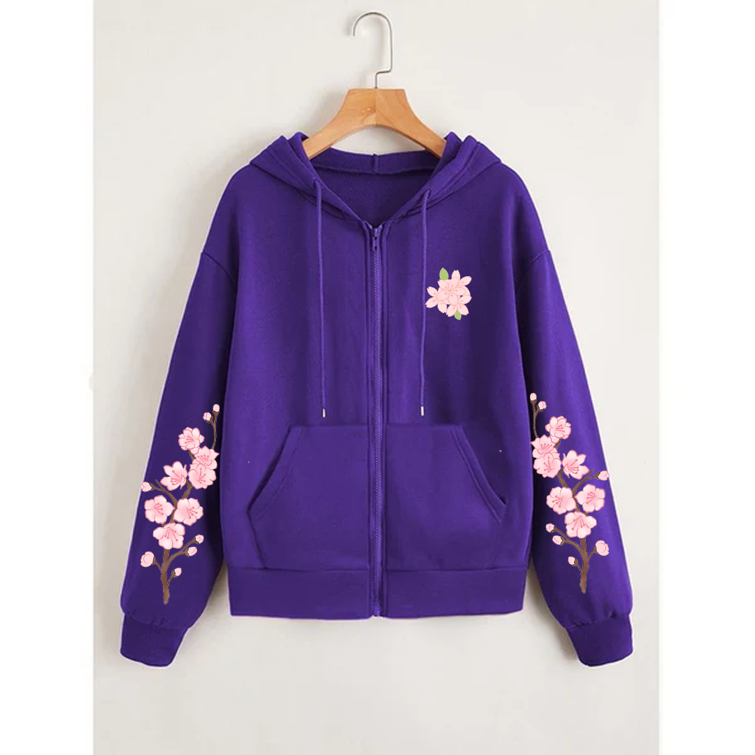 Blossom sleeves zipper hoodie