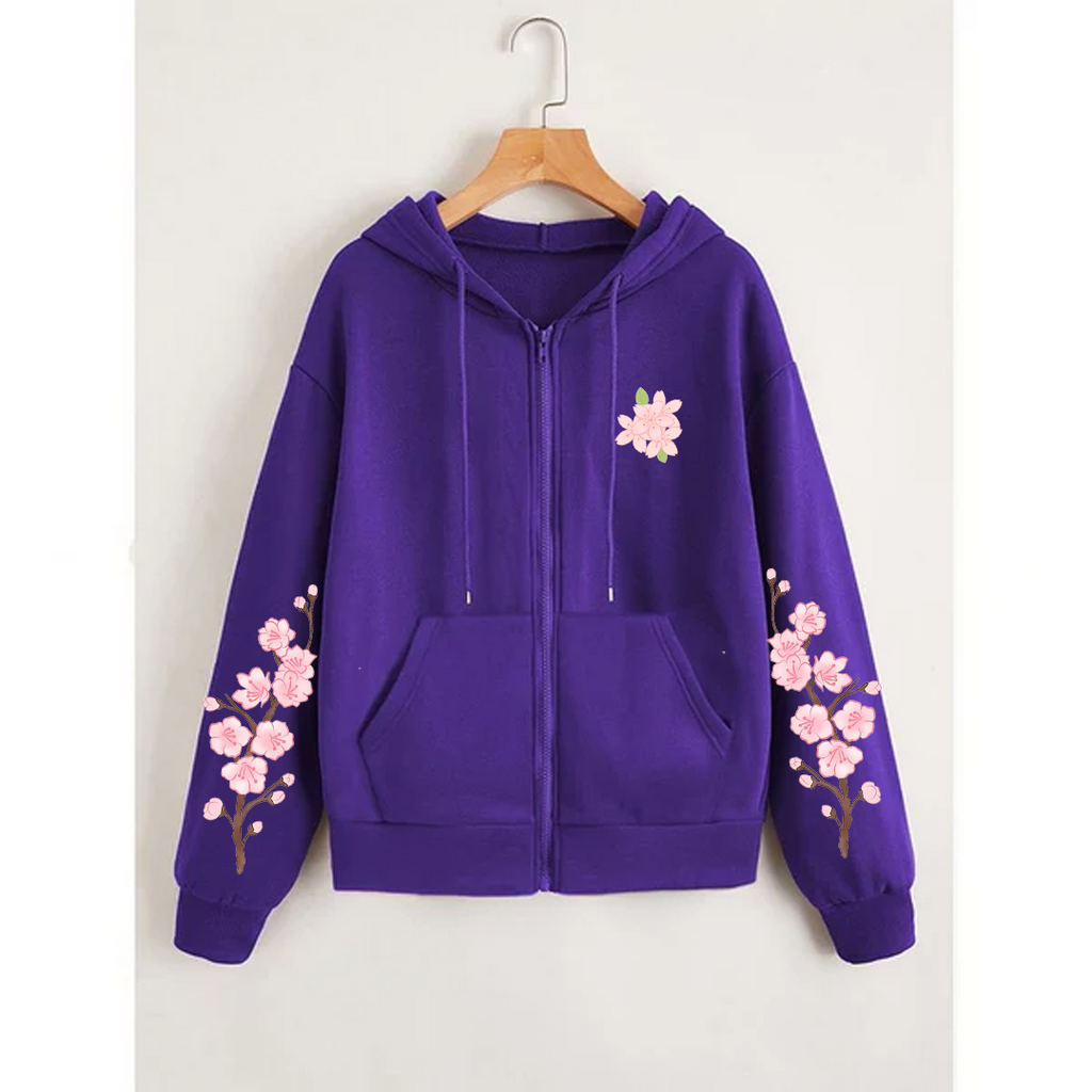 Blossom sleeves zipper hoodie