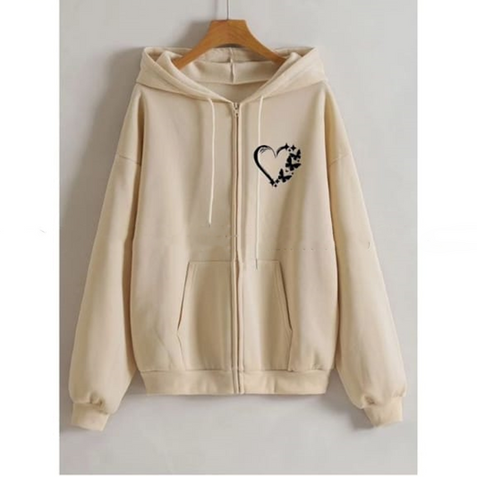 Butterflies heart logo zipper with hood