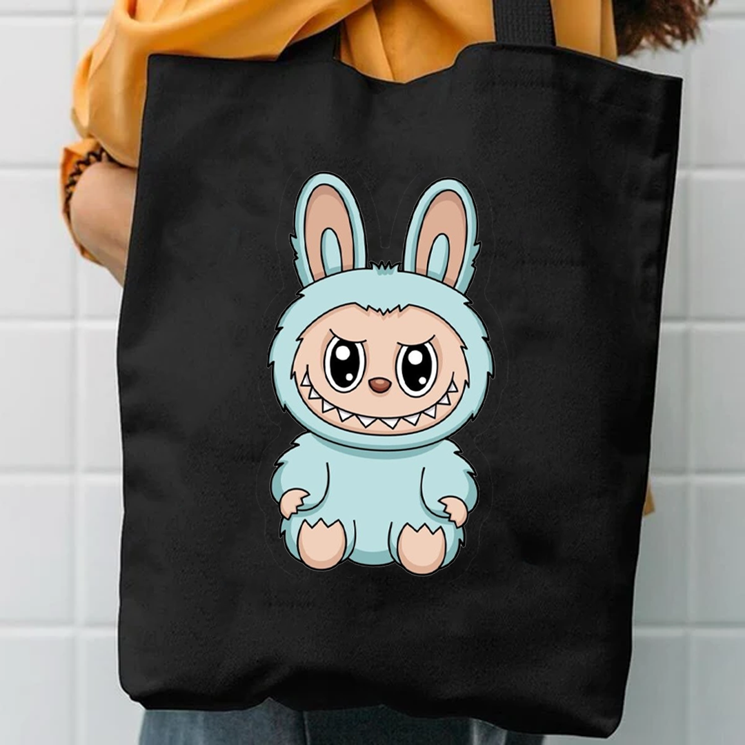 Sky blue labubu tote bag