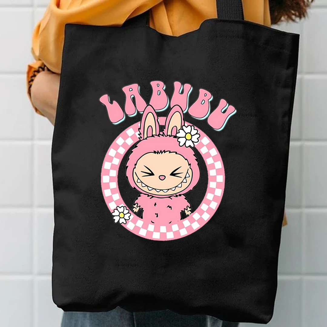 Pink labubu tote bag