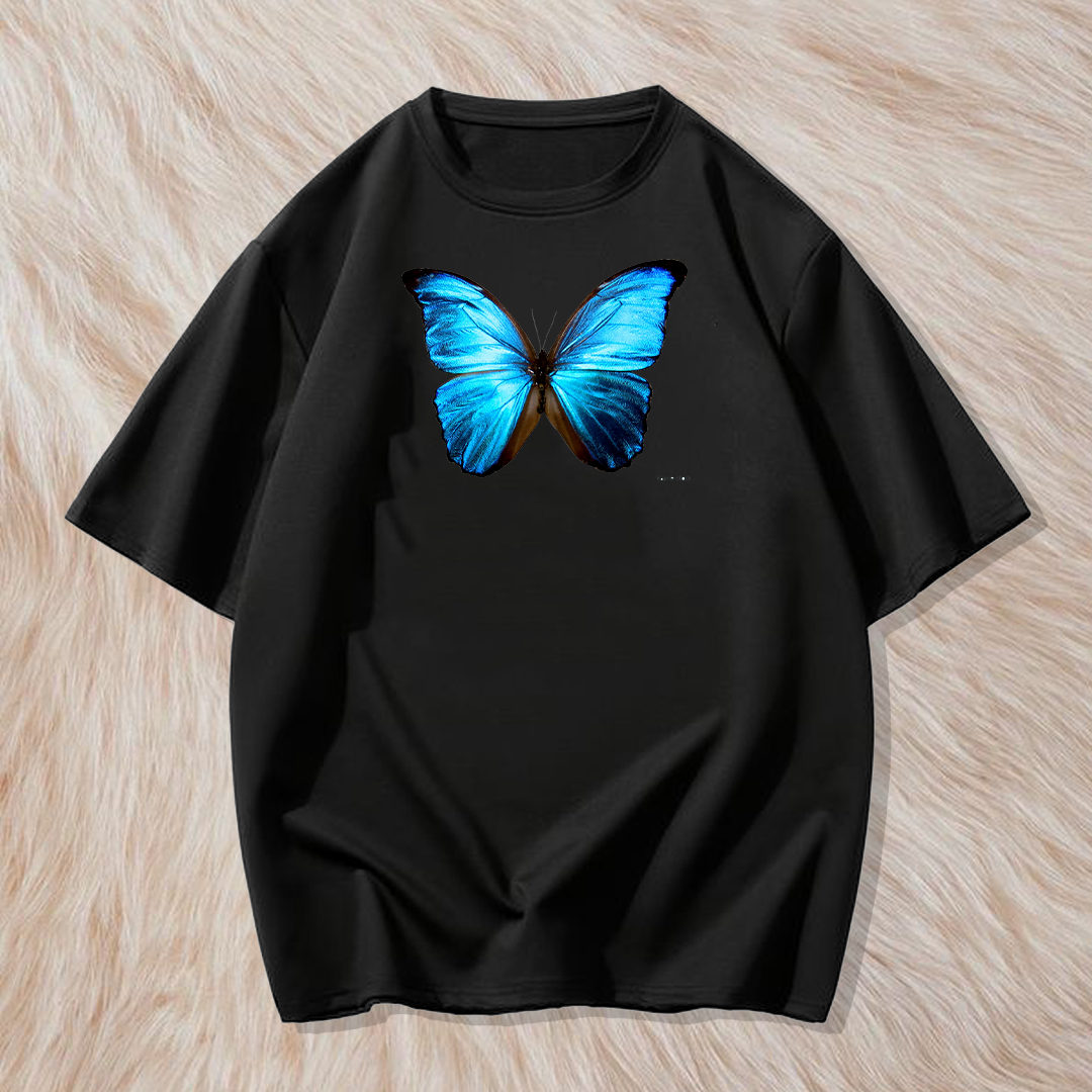 Blue butterfly T shirt