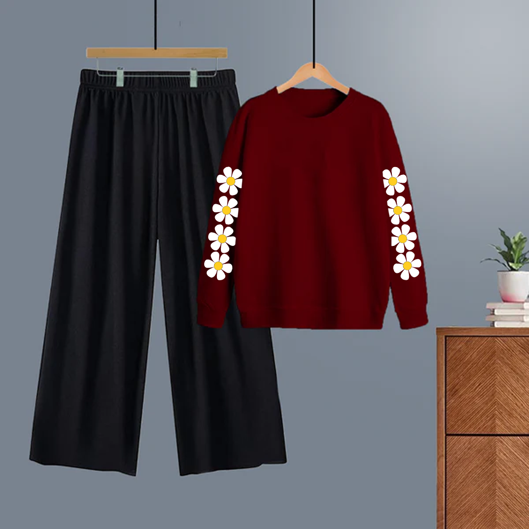 Winter tracksuit daisy sleeves sweatshirt with free size flapper