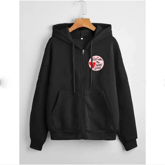 You make my heart smile zipper with hood