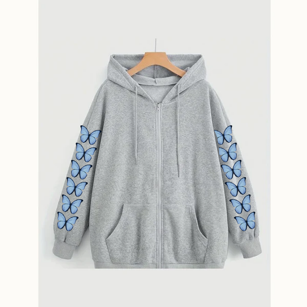 Butterfly sleeves zipper hoodie