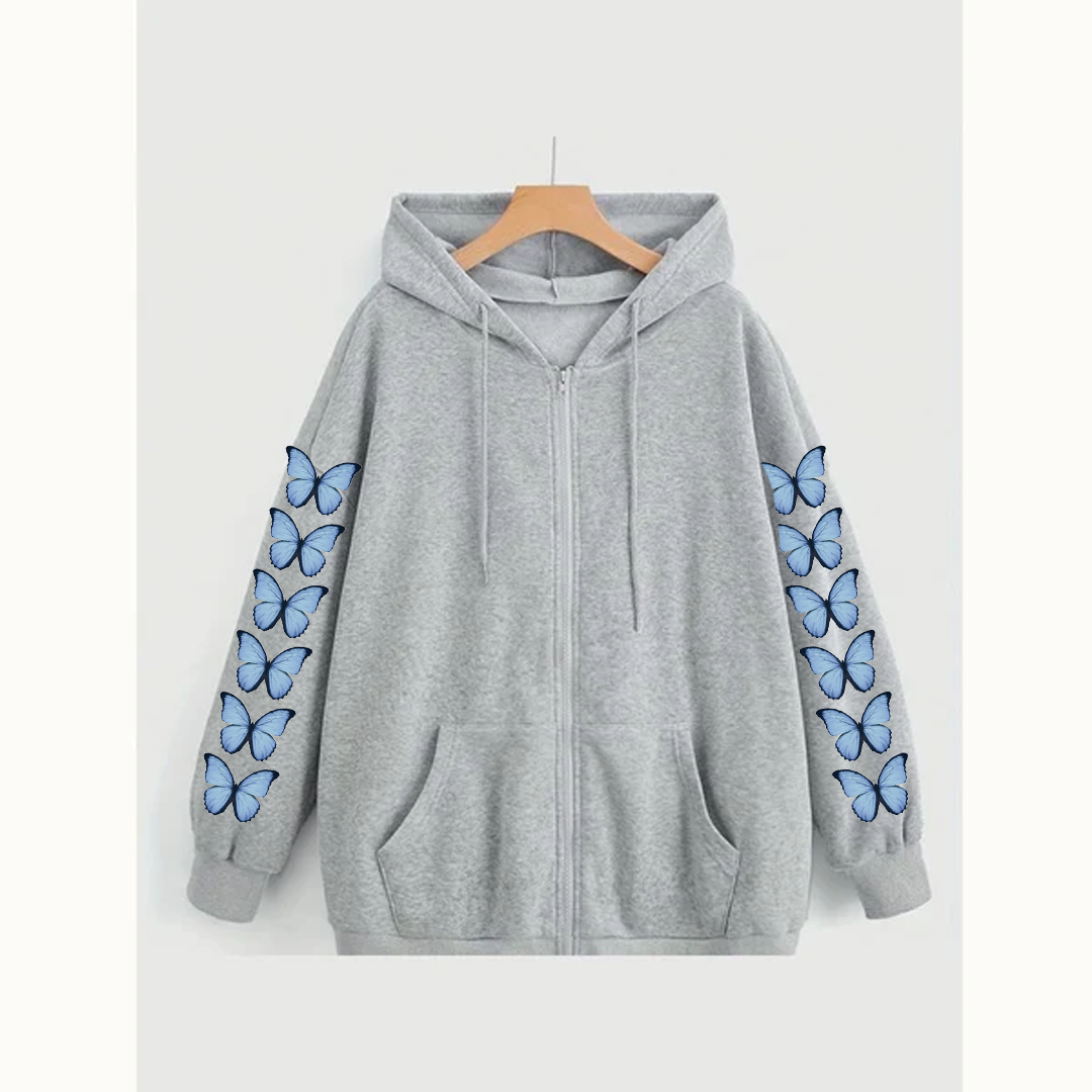 Butterfly sleeves zipper hoodie