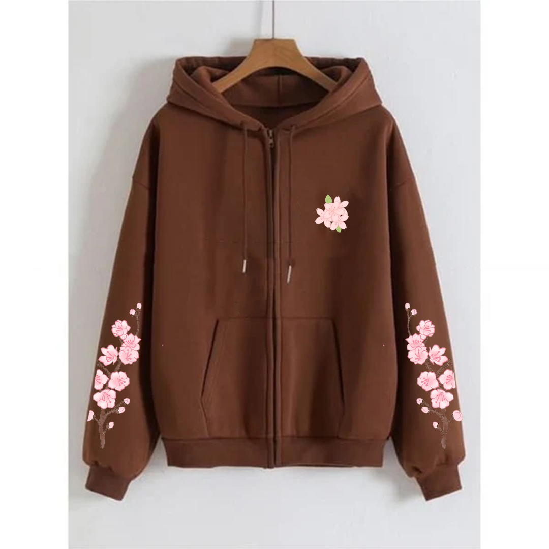 Blossom sleeves zipper hoodie