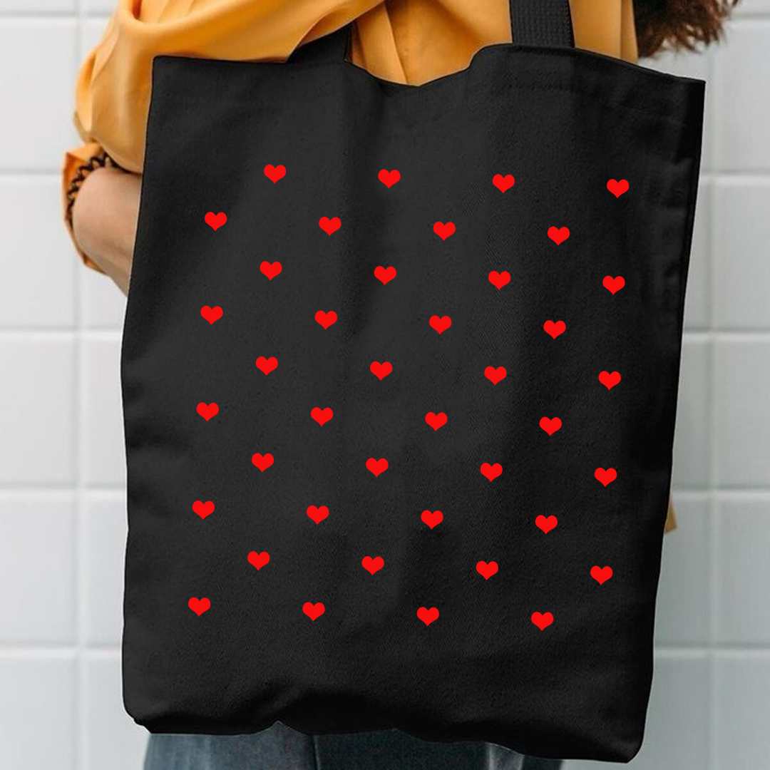Mini hearts canvas tote bag