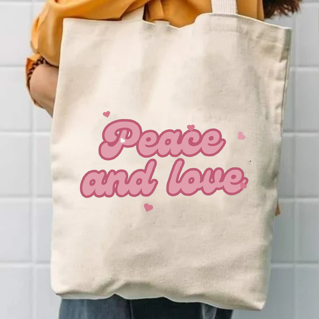 Peace and love tote bag