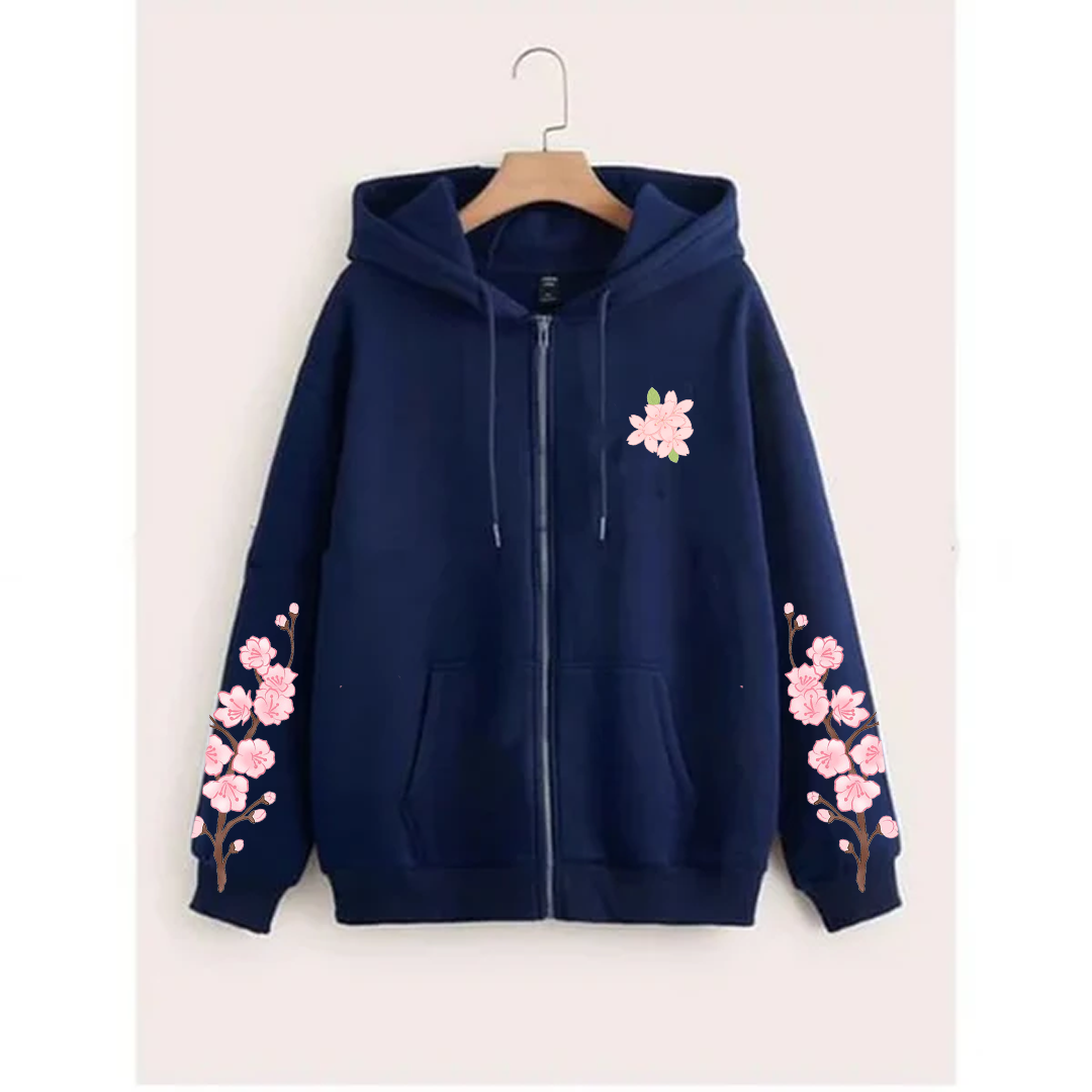 Blossom sleeves zipper hoodie