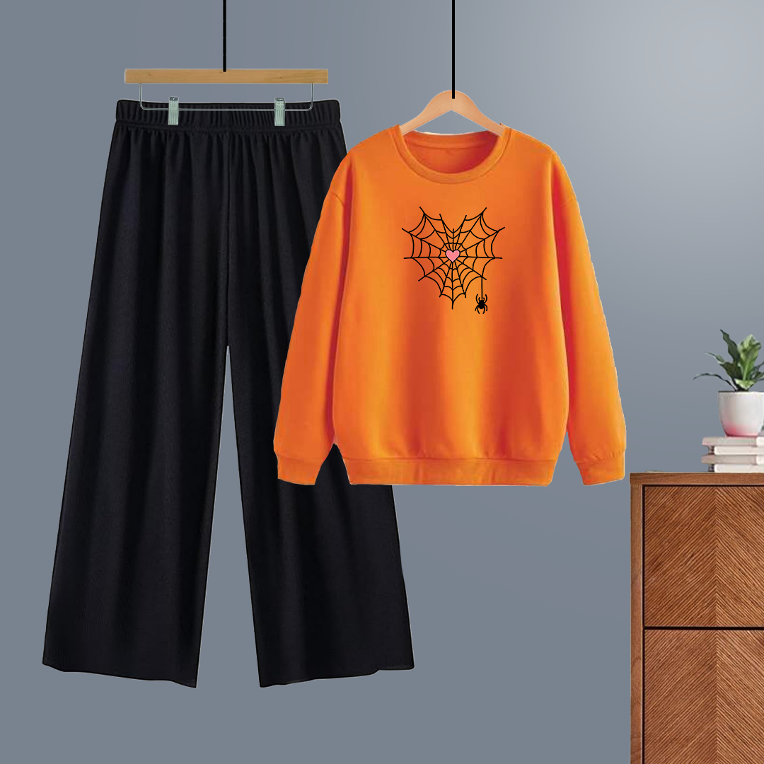 Winter tracksuit heart web sweatshirt with free size flapper