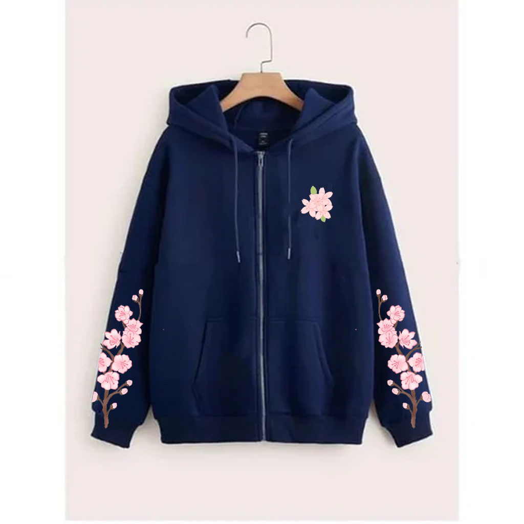Blossom sleeves zipper hoodie