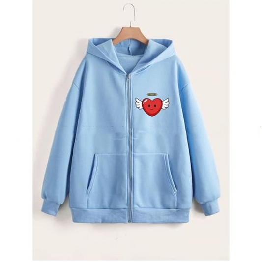 Heart wings logo zipper with hood