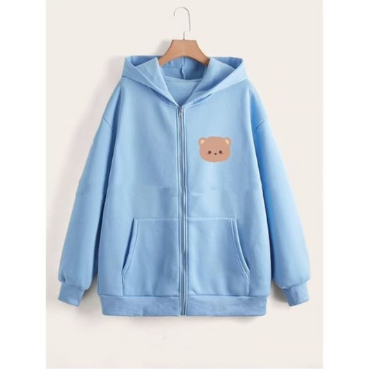 Bear face logo zipper with hood