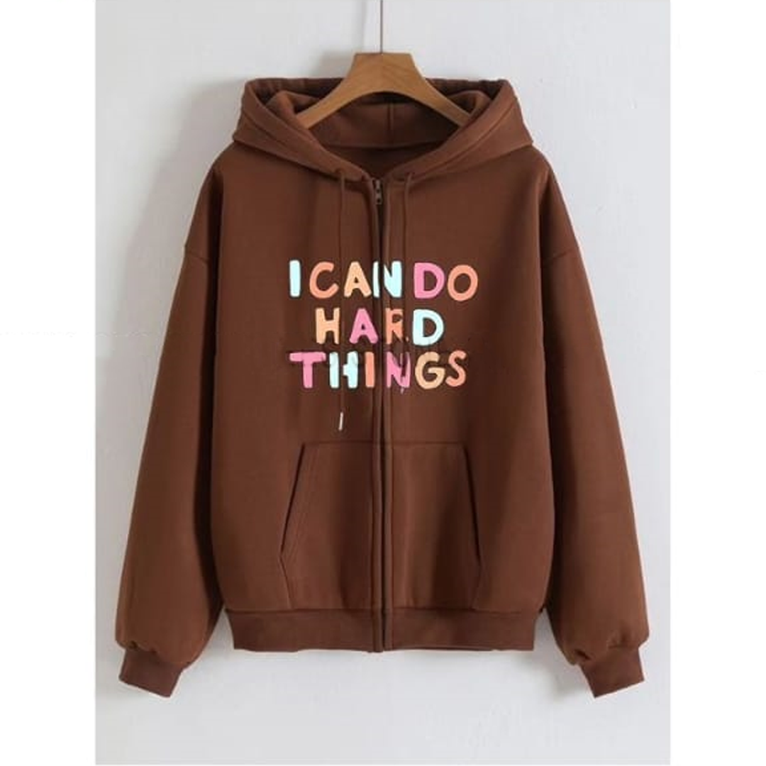 I can do hard things zipper with hood