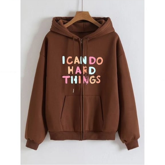 I can do hard things zipper with hood