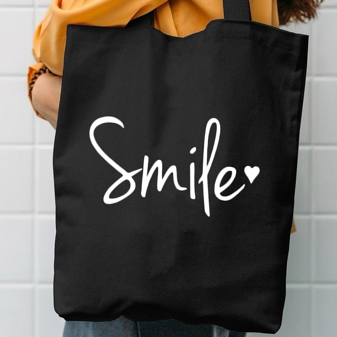 Smile canvas tote bag