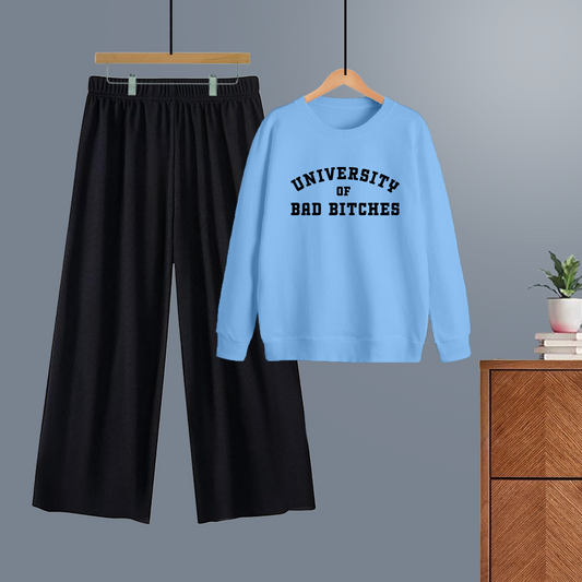 Winter tracksuit university of bad bitches sweatshirt with free size flapper