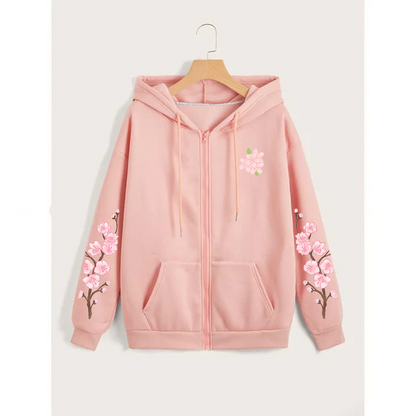 Blossom sleeves zipper hoodie