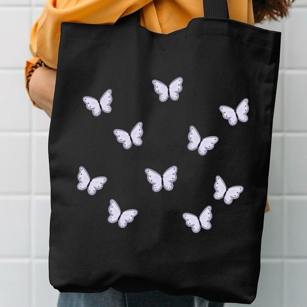 Butterfly pattern canvas tote bag