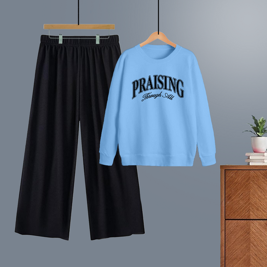 Winter tracksuit praising through all sweatshirt with free size flapper