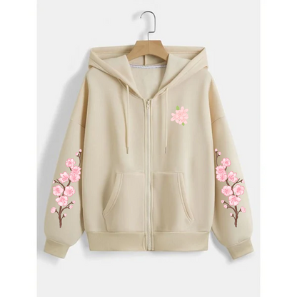 Blossom sleeves zipper hoodie