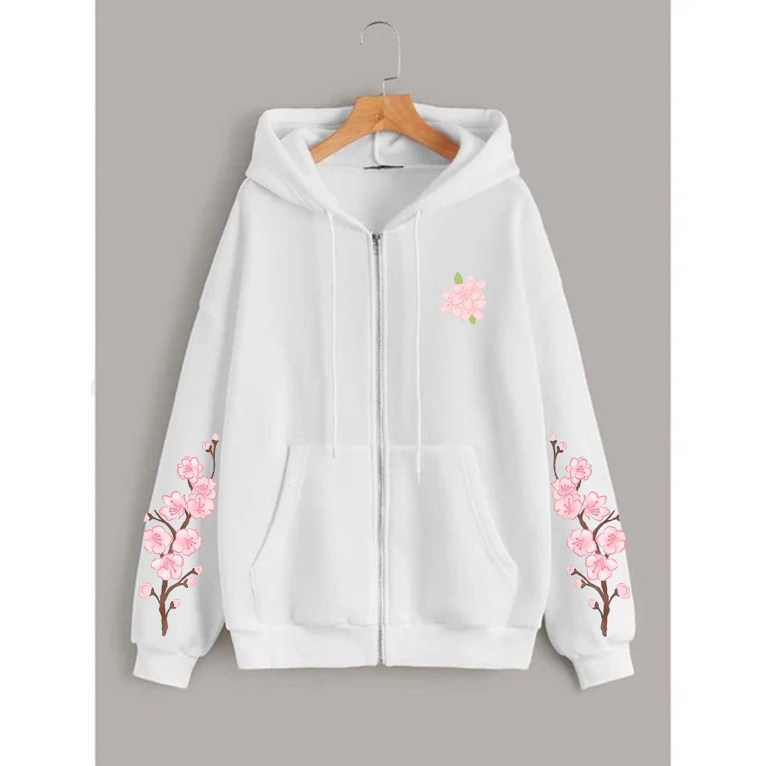 Blossom sleeves zipper hoodie