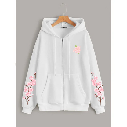 Blossom sleeves zipper hoodie