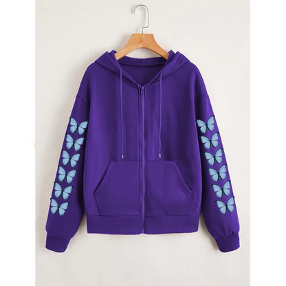 Butterfly sleeves zipper hoodie