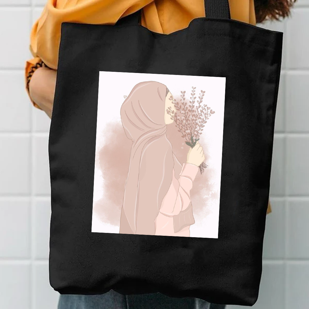 Hijab girl tote bag