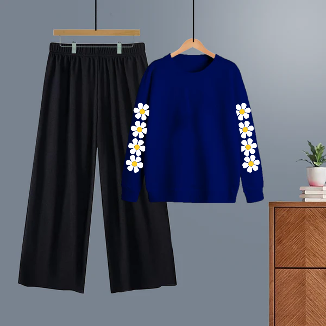 Winter tracksuit daisy sleeves sweatshirt with free size flapper