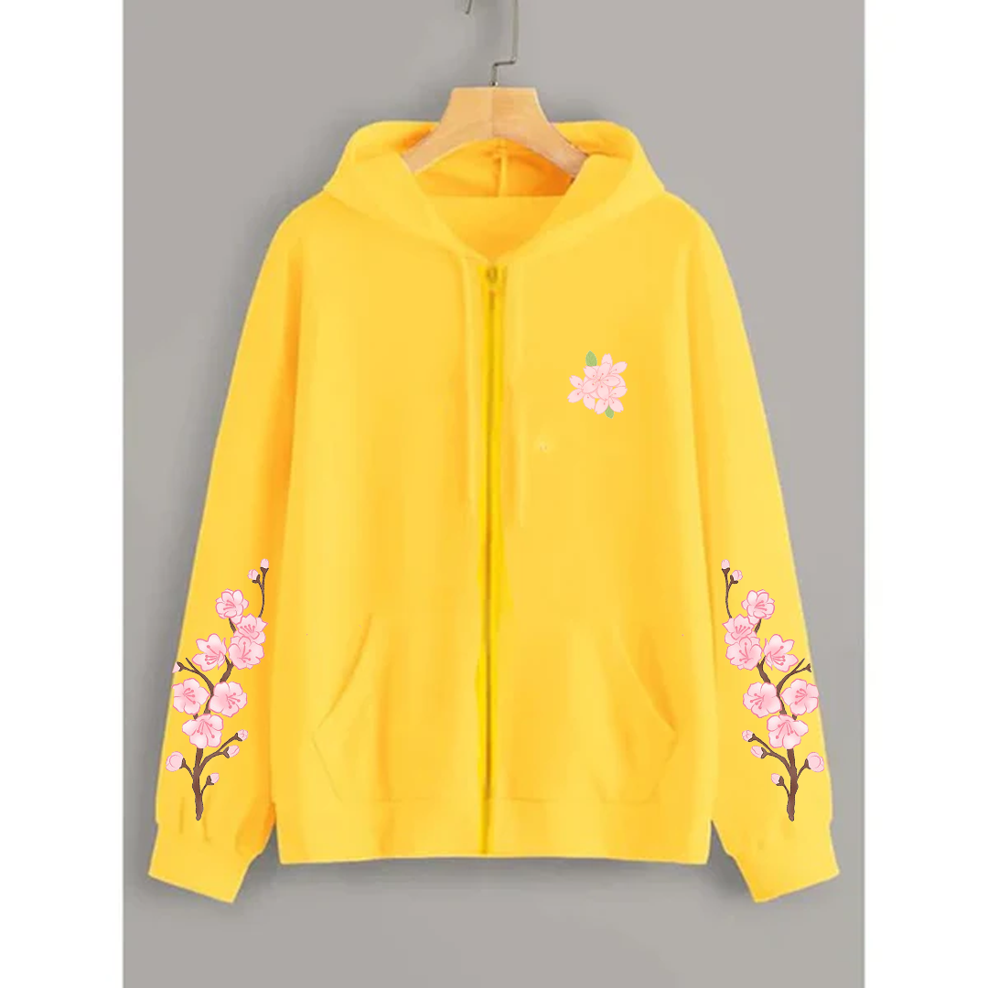 Blossom sleeves zipper hoodie