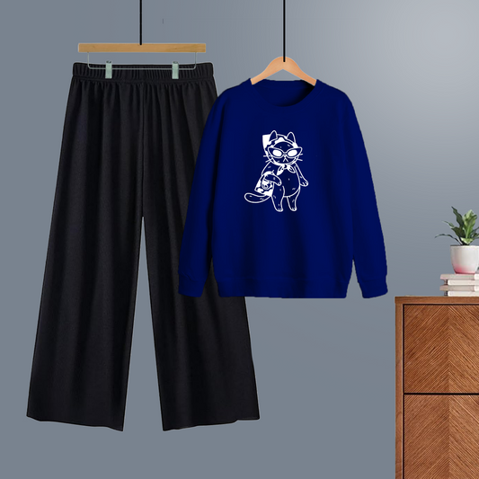 Winter tracksuit scarf cat sweatshirt with free size flapper