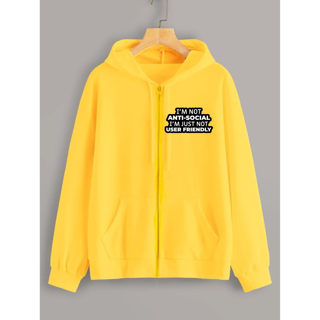 I am not antisocial zipper with hood