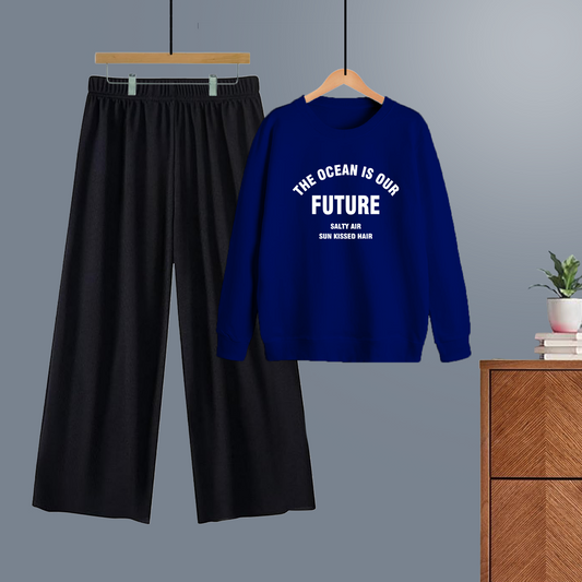 Winter tracksuit the ocean is our future salty air sun kisssed hair sweatshirt with free size flapper