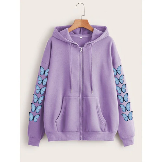 Butterfly sleeves zipper hoodie
