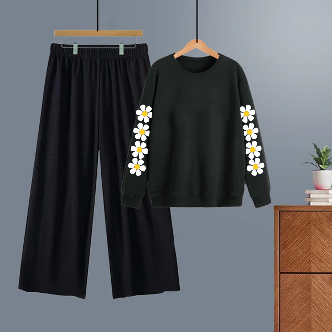 Winter tracksuit daisy sleeves sweatshirt with free size flapper