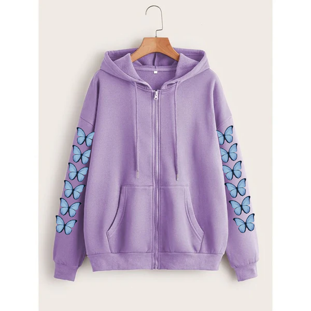 Butterfly sleeves zipper hoodie