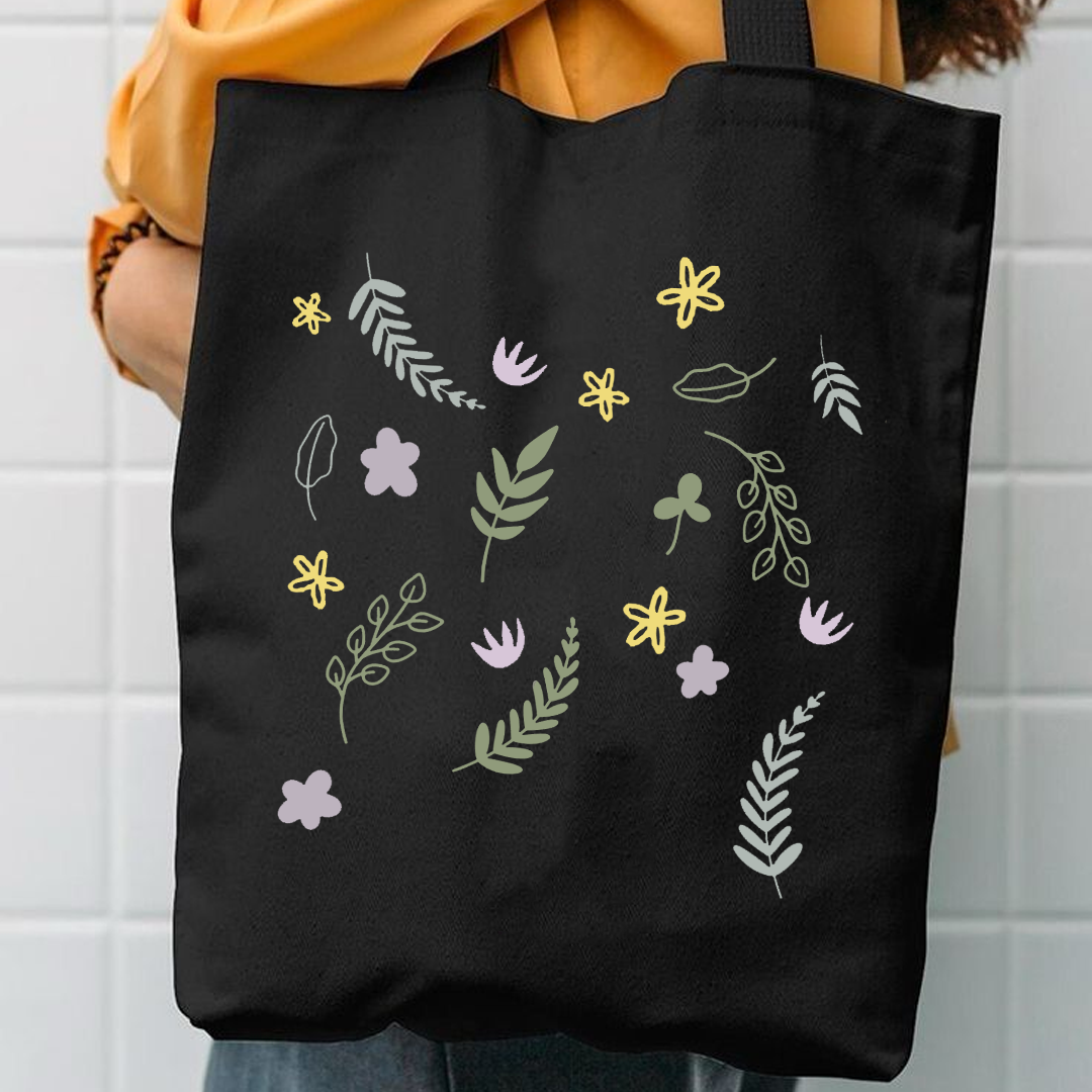 leaf pattern tote bag print