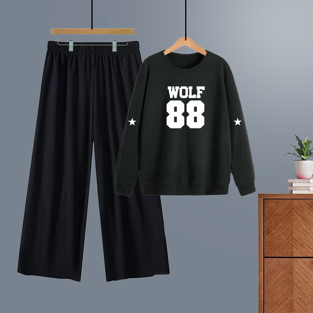 Winter tracksuit wolf 88 sweatshirt with free size flapper