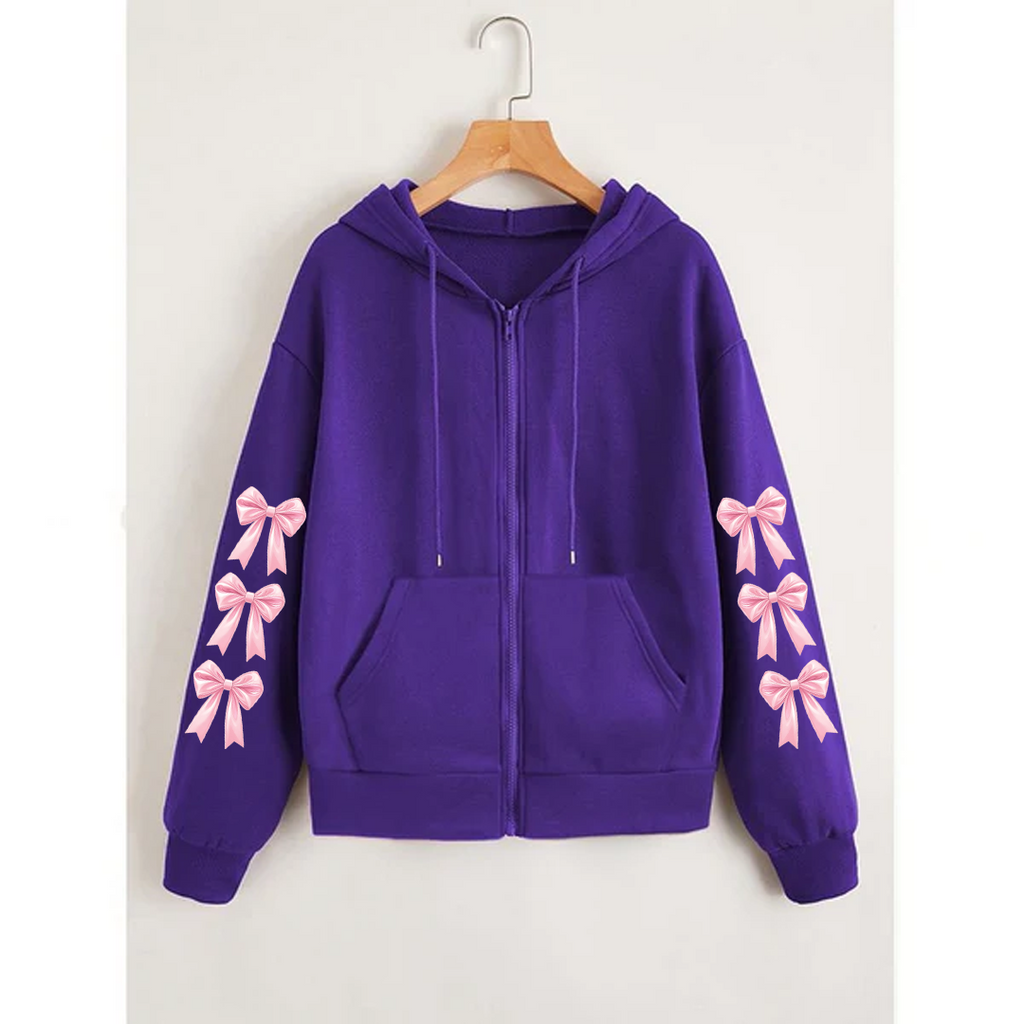 Bow sleeves zipper hoodie