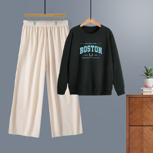 Winter tracksuit college team boston sweatshirt with free size flapper